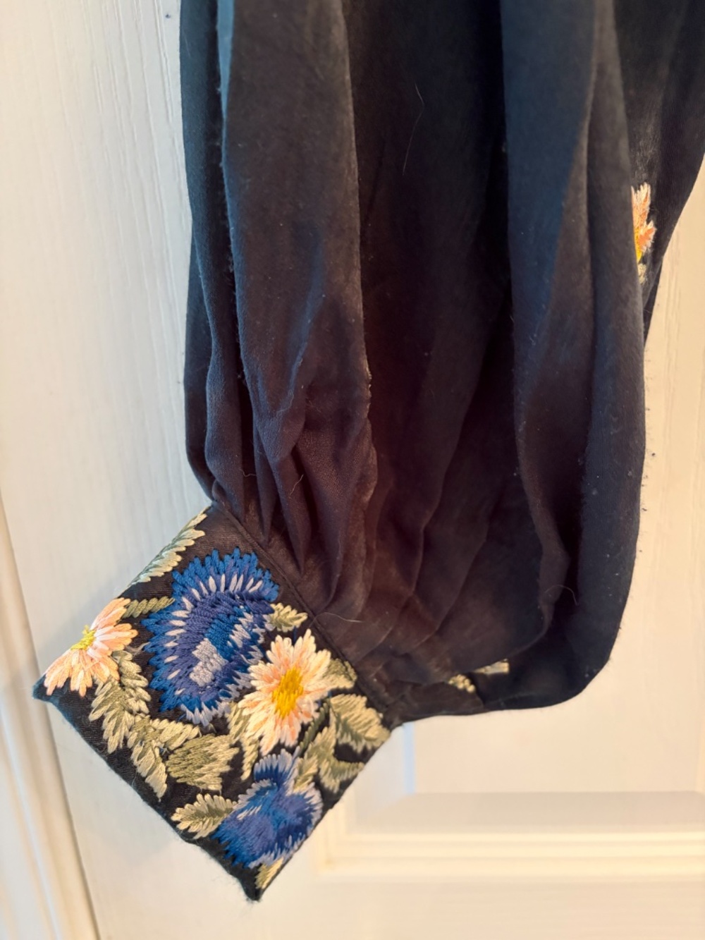 Free People Jessica Blouse Emerald Green with Embroidery XS - Picture 6 of 9